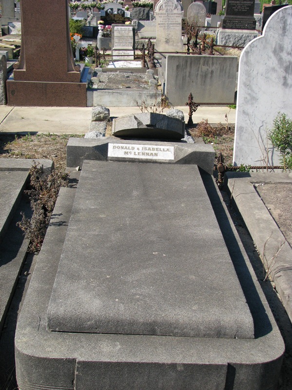 Photo of headstones/Donald McLennan (d1923) & Isabella hdstn Warringal PRESAA46